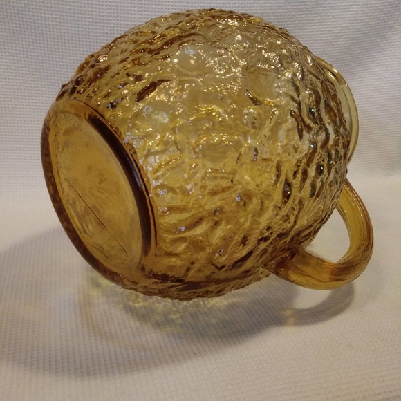 Vintage 1960s Anchor Hocking Honey Gold Textured Ball Jug In Milano 8in - Picture 14 of 16